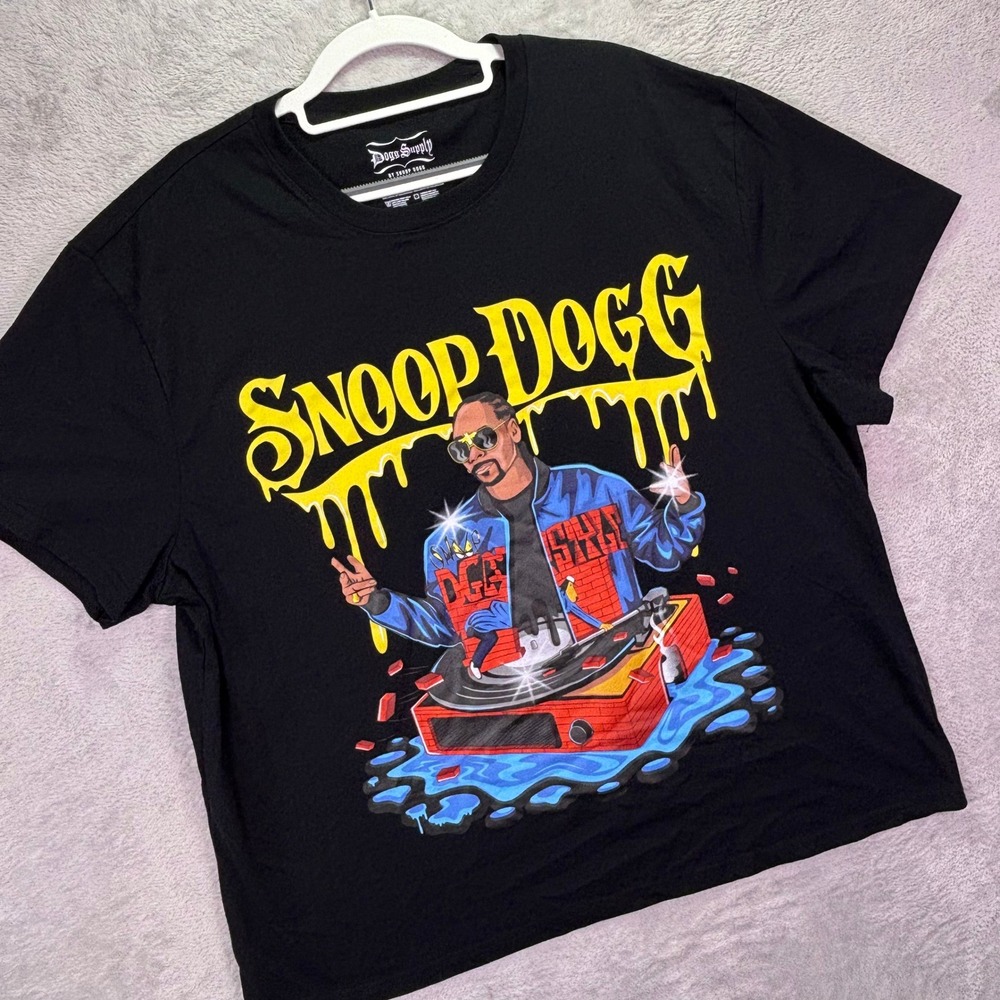 Dogg Supply Men T-Shirt Sz 2XL Black Snoop Dogg Graphic Print Short‎ Sleeve Tee